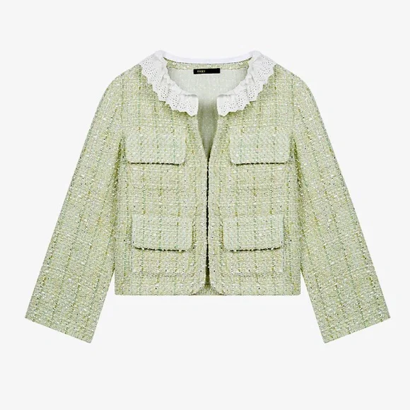 Maje | Jackets & Coats | Maje Light Green Frilledcollar